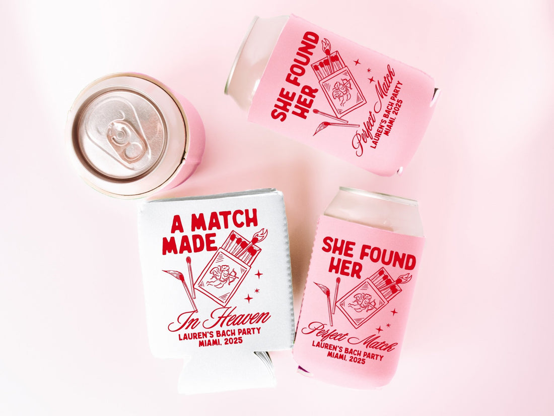 A Match Made In Heaven Bachelorette Party Can Coolers - peachy bash com
