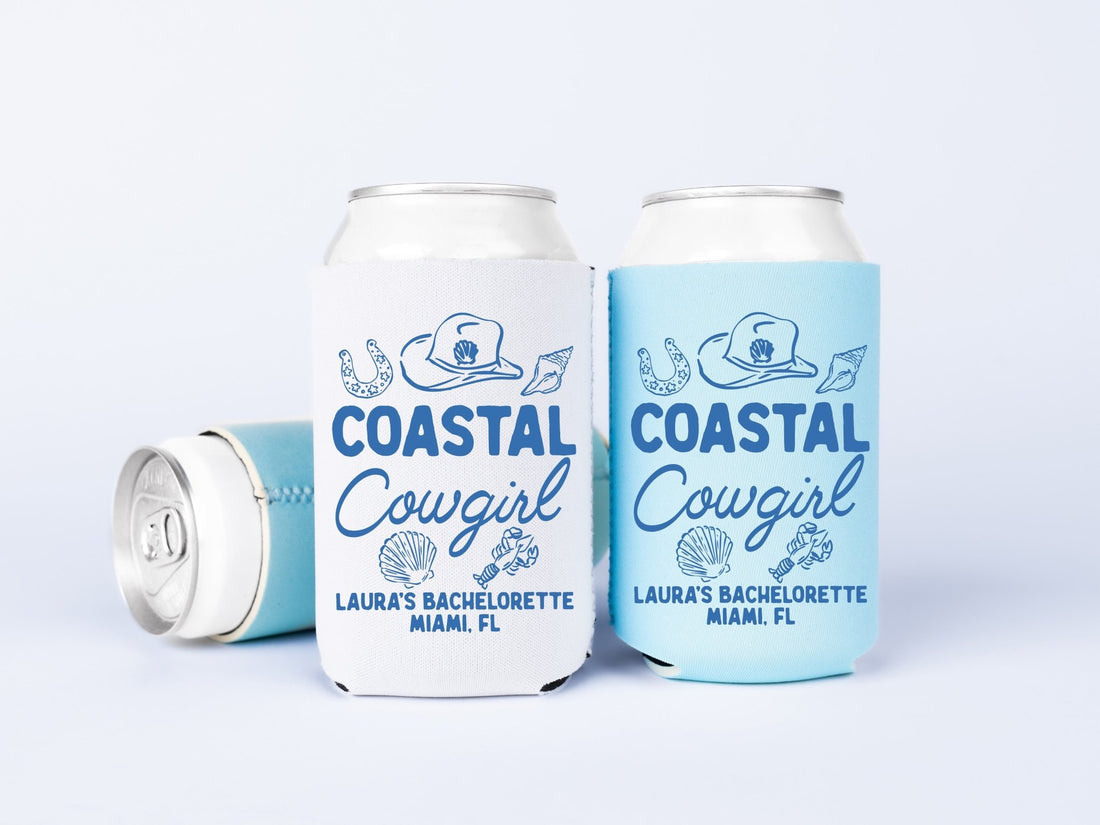 Coastal Cowgirl Bachelorette Party Can Coolers - peachy bash com