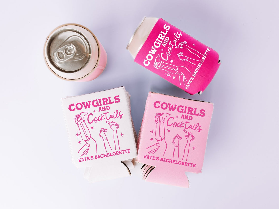 Cowgirls and Cocktails Bachelorette Party Can Coolers - peachy bash com