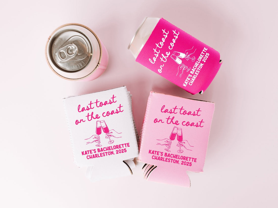 Custom Last Toast On The Coast Bachelorette Party Can Coolers - peachy bash com