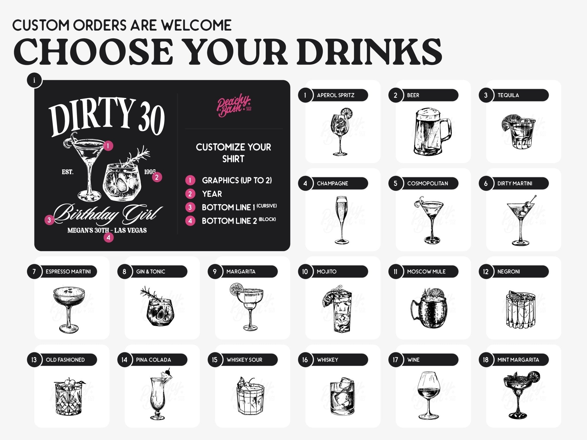Dirty Thirty 30th Birthday Party T-Shirts - peachy bash com