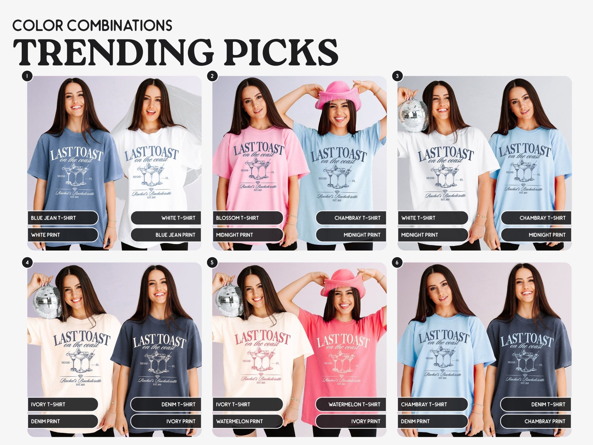 Last Toast On The Coast Custom Bachelorette Party T-Shirts - peachy bash com