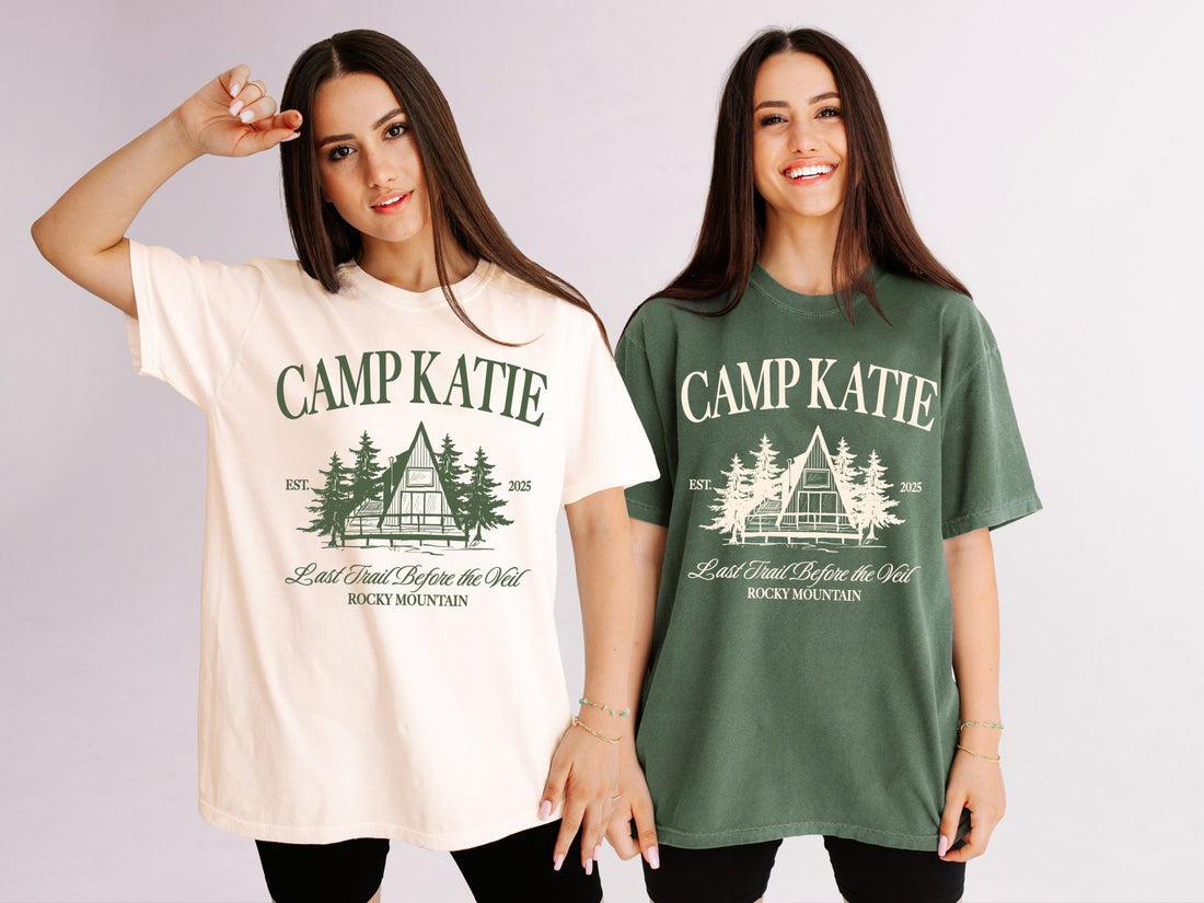 Last Trail Before The Veil Camp Bachelorette Party T-Shirts - peachy bash com