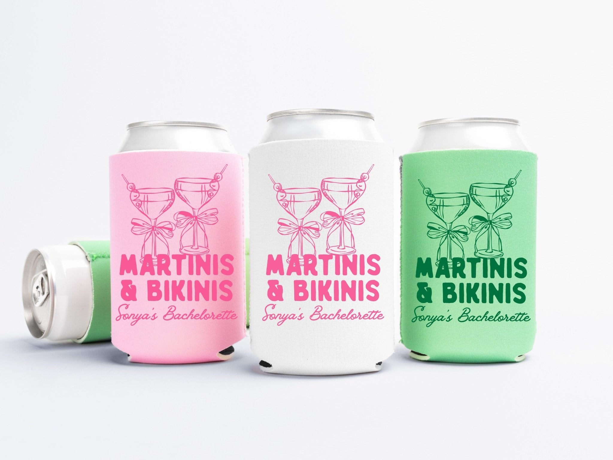 Martinis and Bikinis Bachelorette Party Can Coolers - peachy bash com