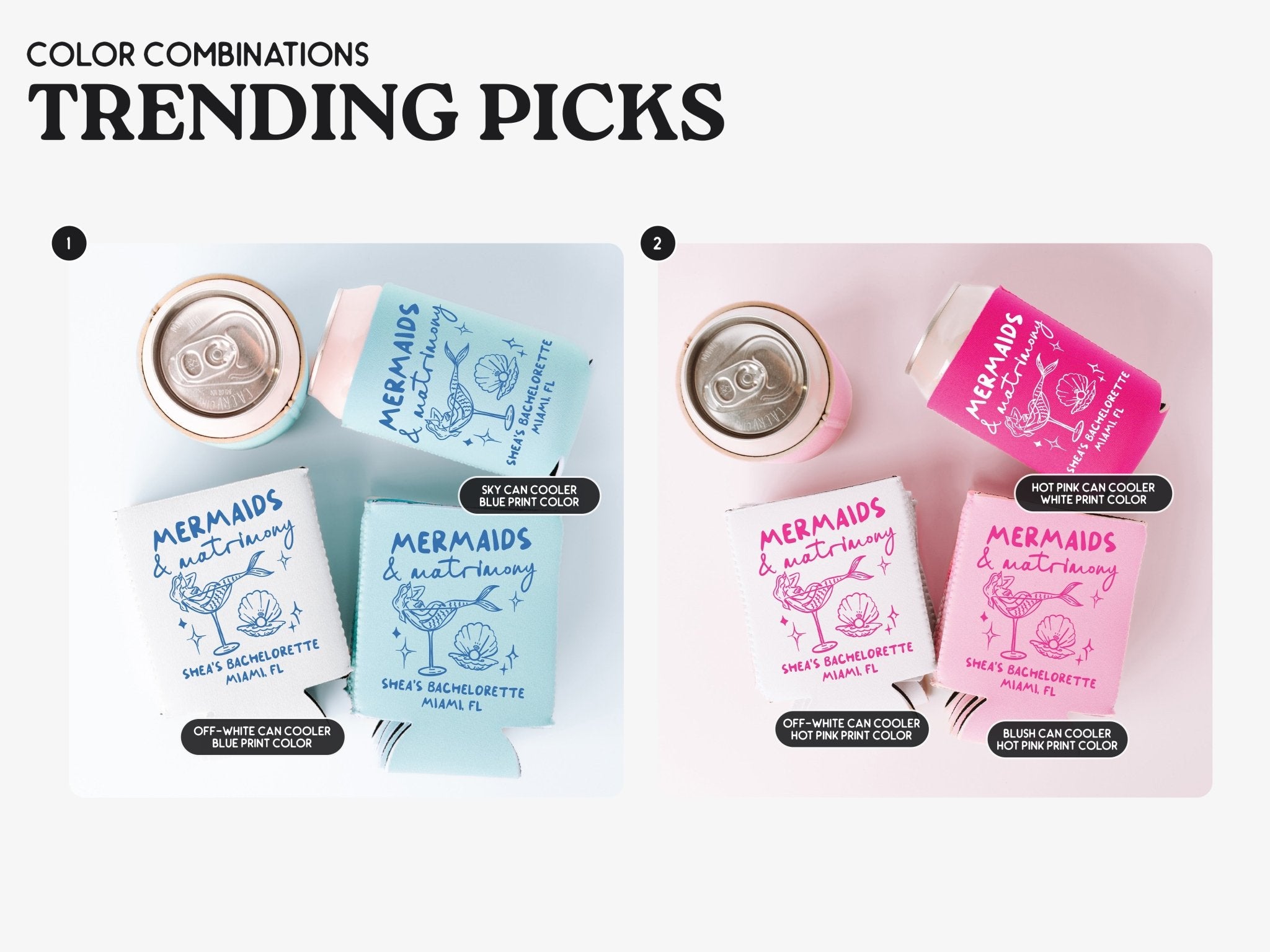 Mermaids and Matrimony Bachelorette Party Can Coolers - peachy bash com