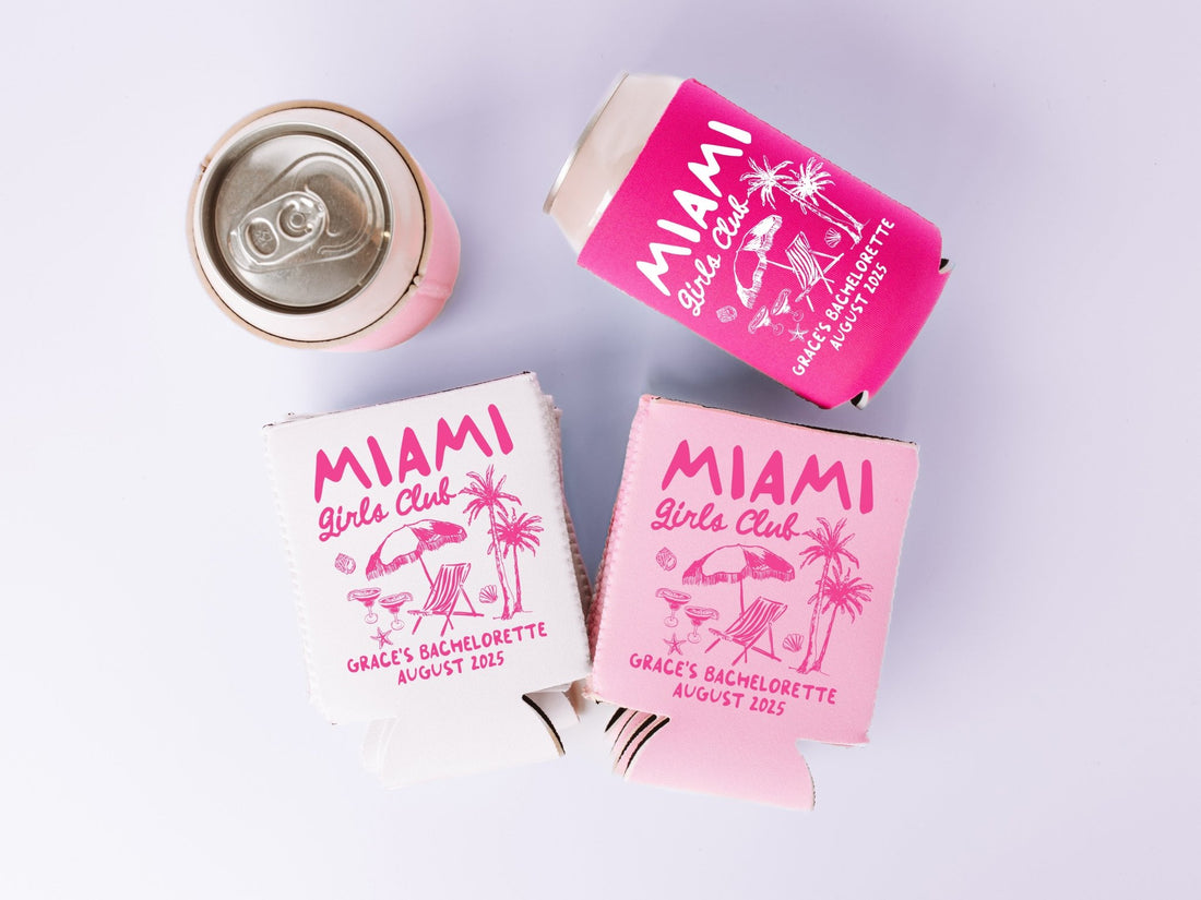Miami Girls Club Bachelorette Party Can Coolers - peachy bash com