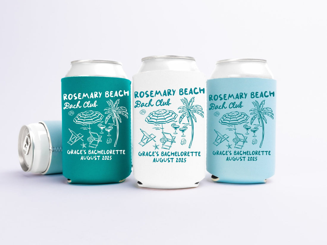 Rosemary Beach Bach Club Bachelorette Party Can Coolers - peachy bash com