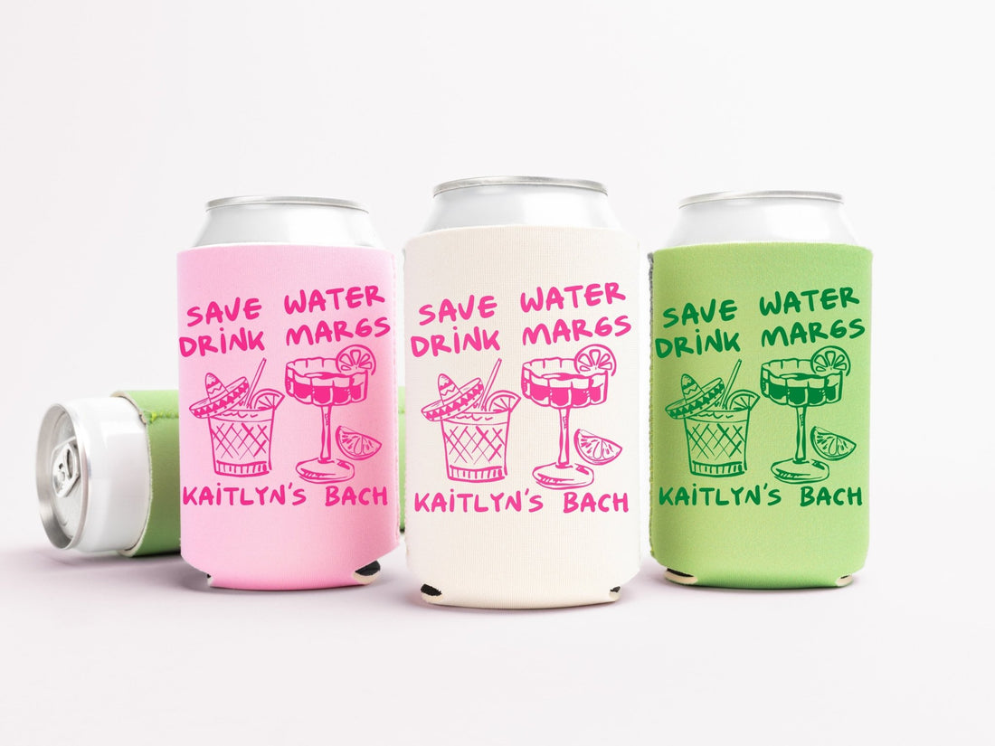 Save Water Drink Margs Bachelorette Party Can Coolers - peachy bash com