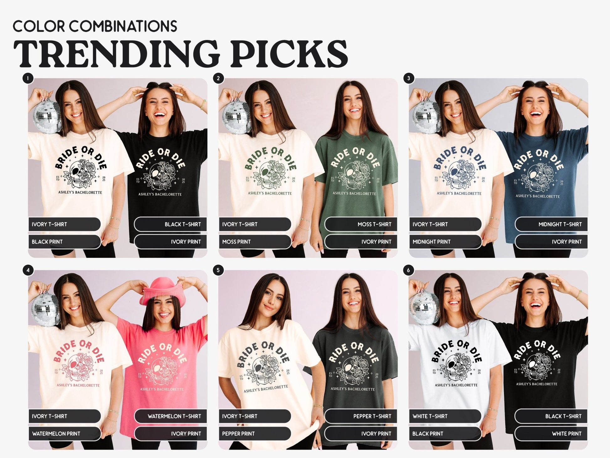 Bride or Die & Ride or Die Bachelorette Party T-Shirts - peachy bash com