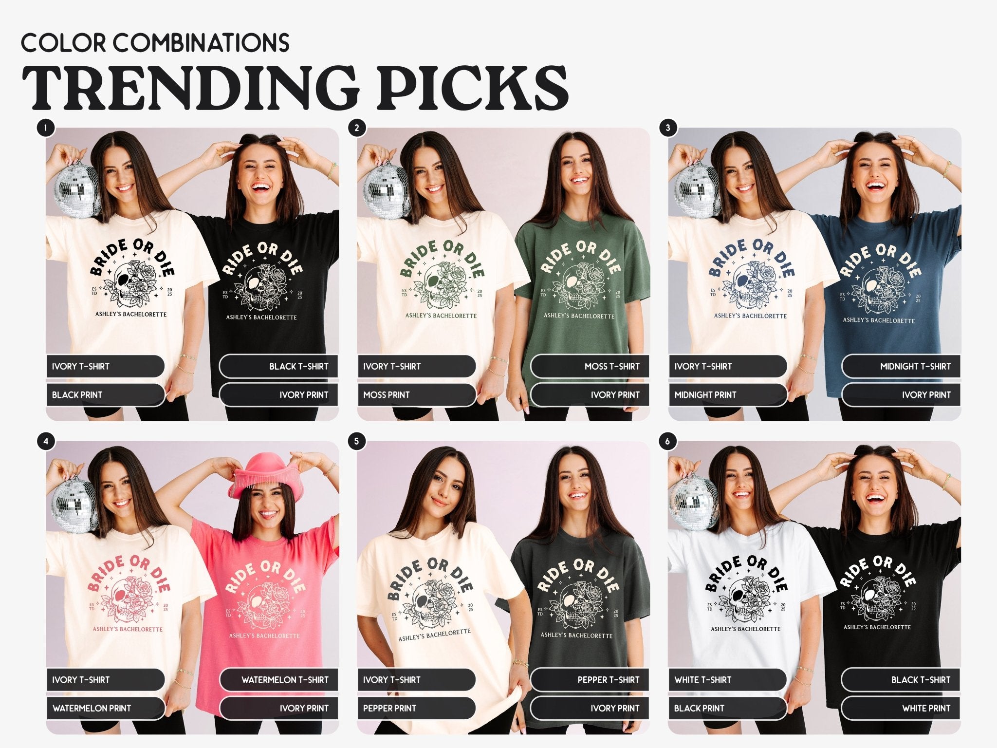 Bride or Die & Ride or Die Bachelorette Party T-Shirts - peachy bash com