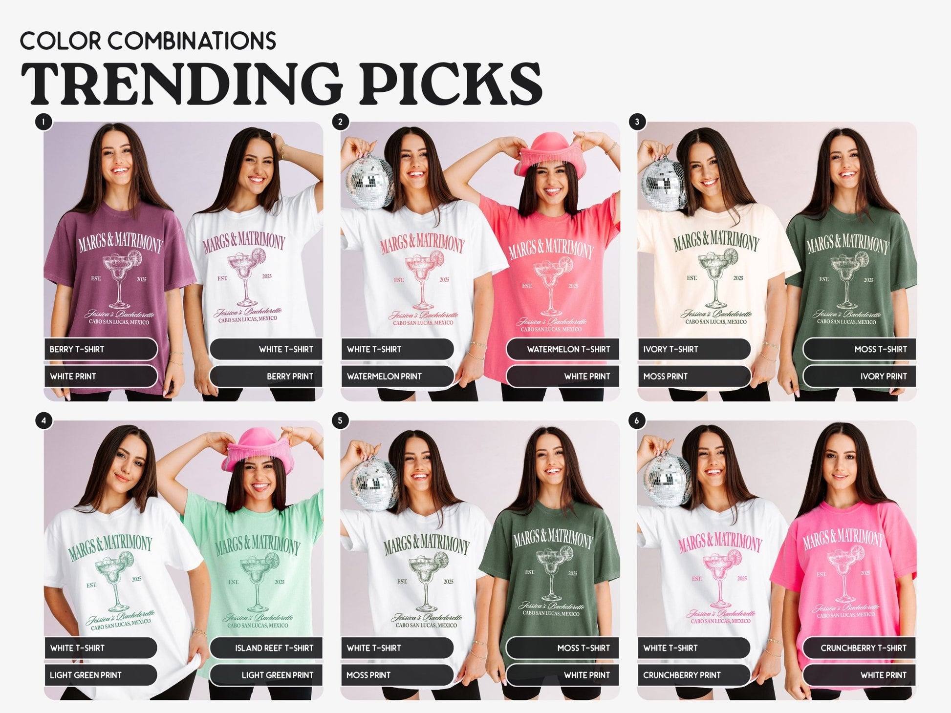 Custom Margs & Matrimony Bachelorette Party T-Shirts - peachy bash com