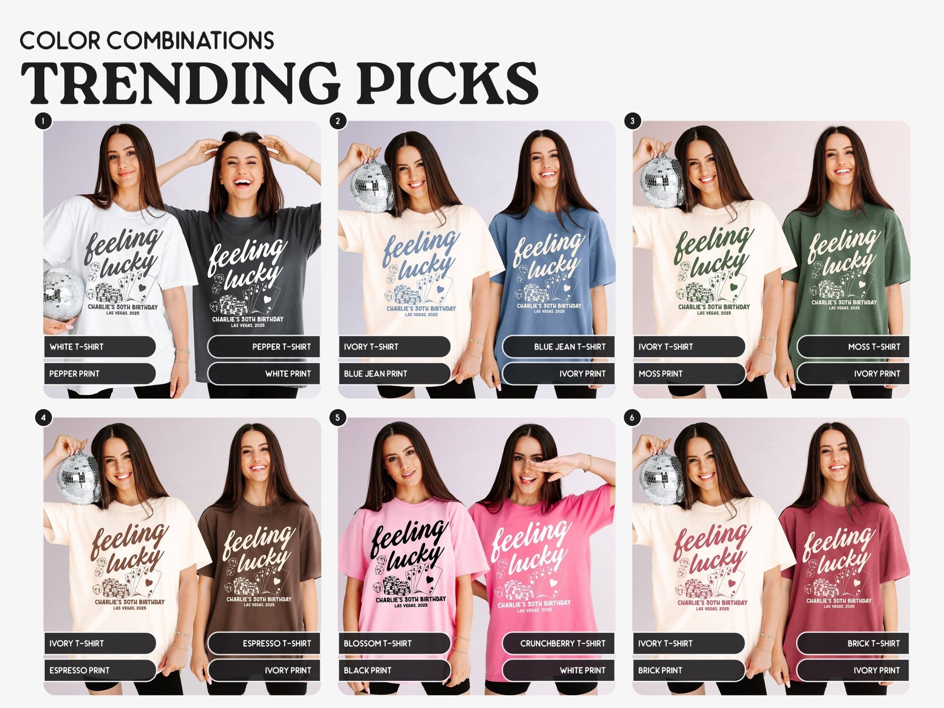 Feeling Lucky Las Vegas Birthday Party T-Shirts - peachy bash com