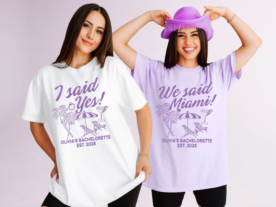 I Said Yes & We Said Miami Bachelorette Party T-Shirts - peachy bash com