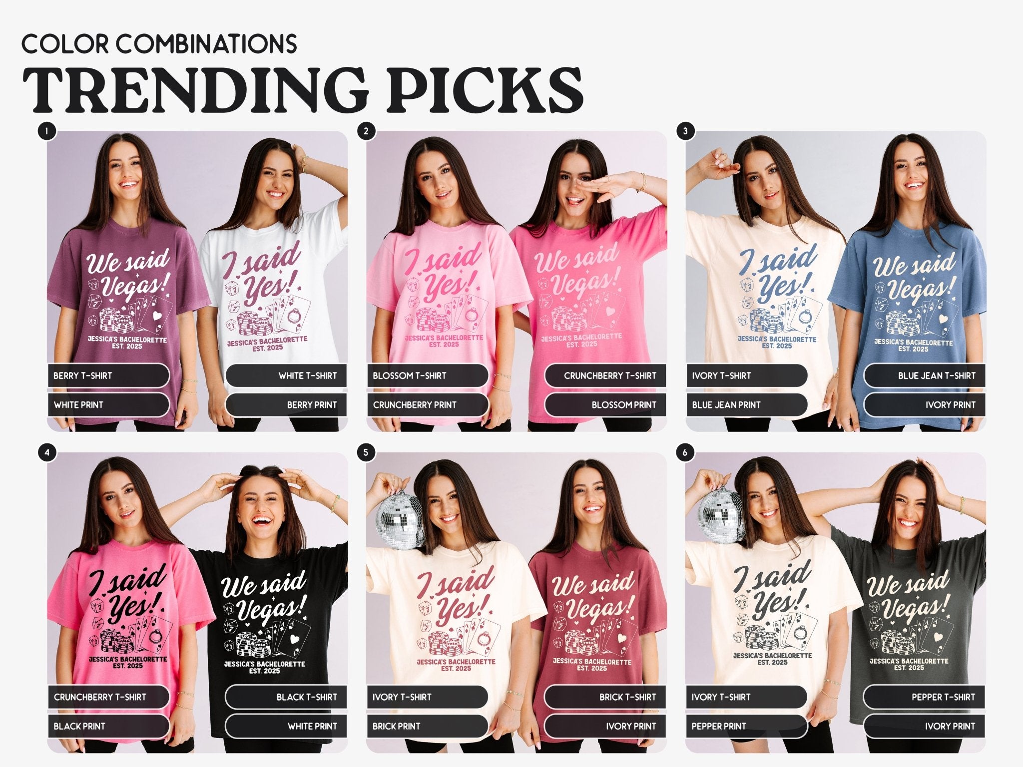 I Said Yes & We Said Vegas Bachelorette Party T-Shirts - peachy bash com