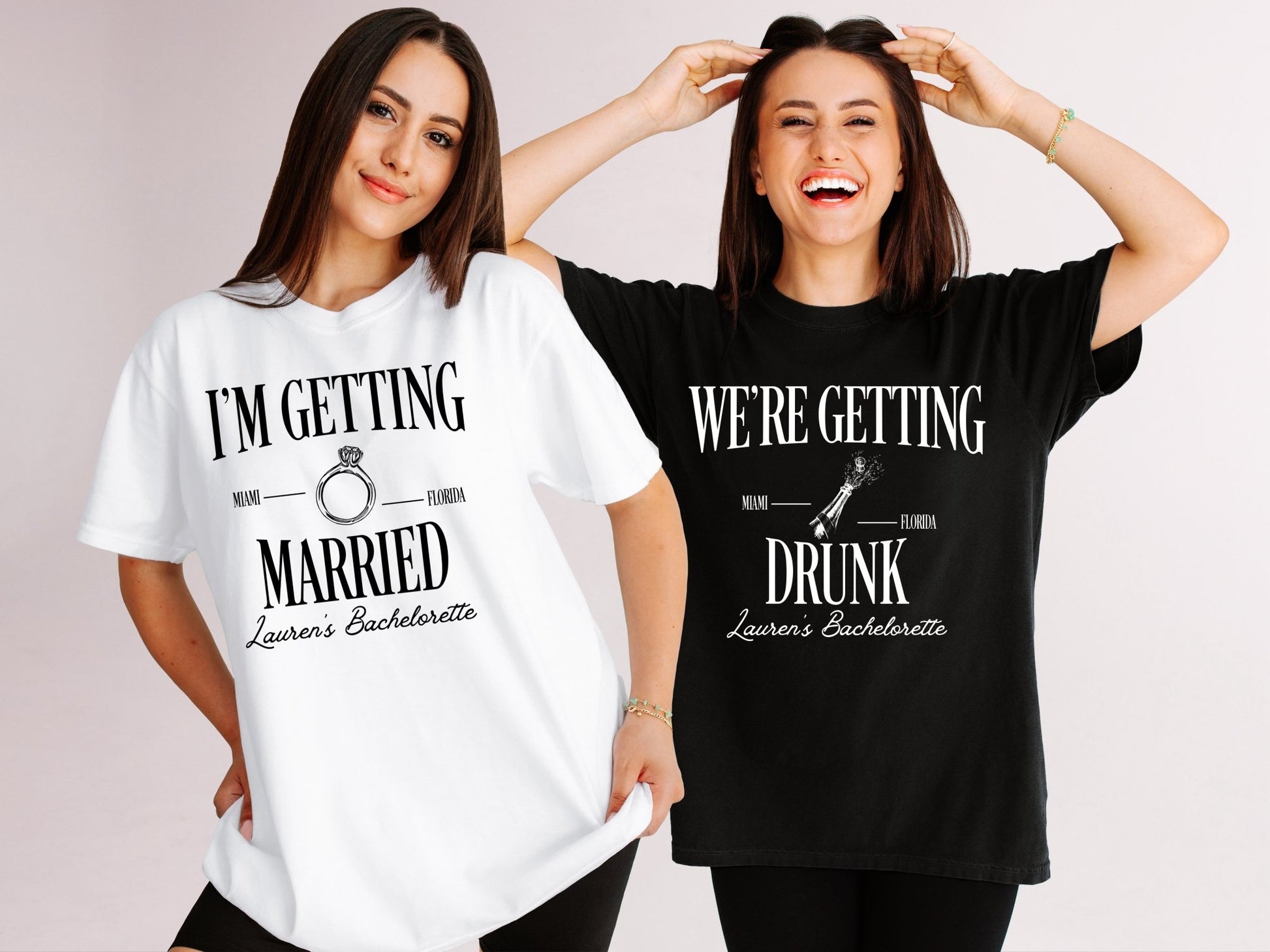 I'm Getting Married & We're Getting Drunk Bachelorette Party T-Shirts - peachy bash com