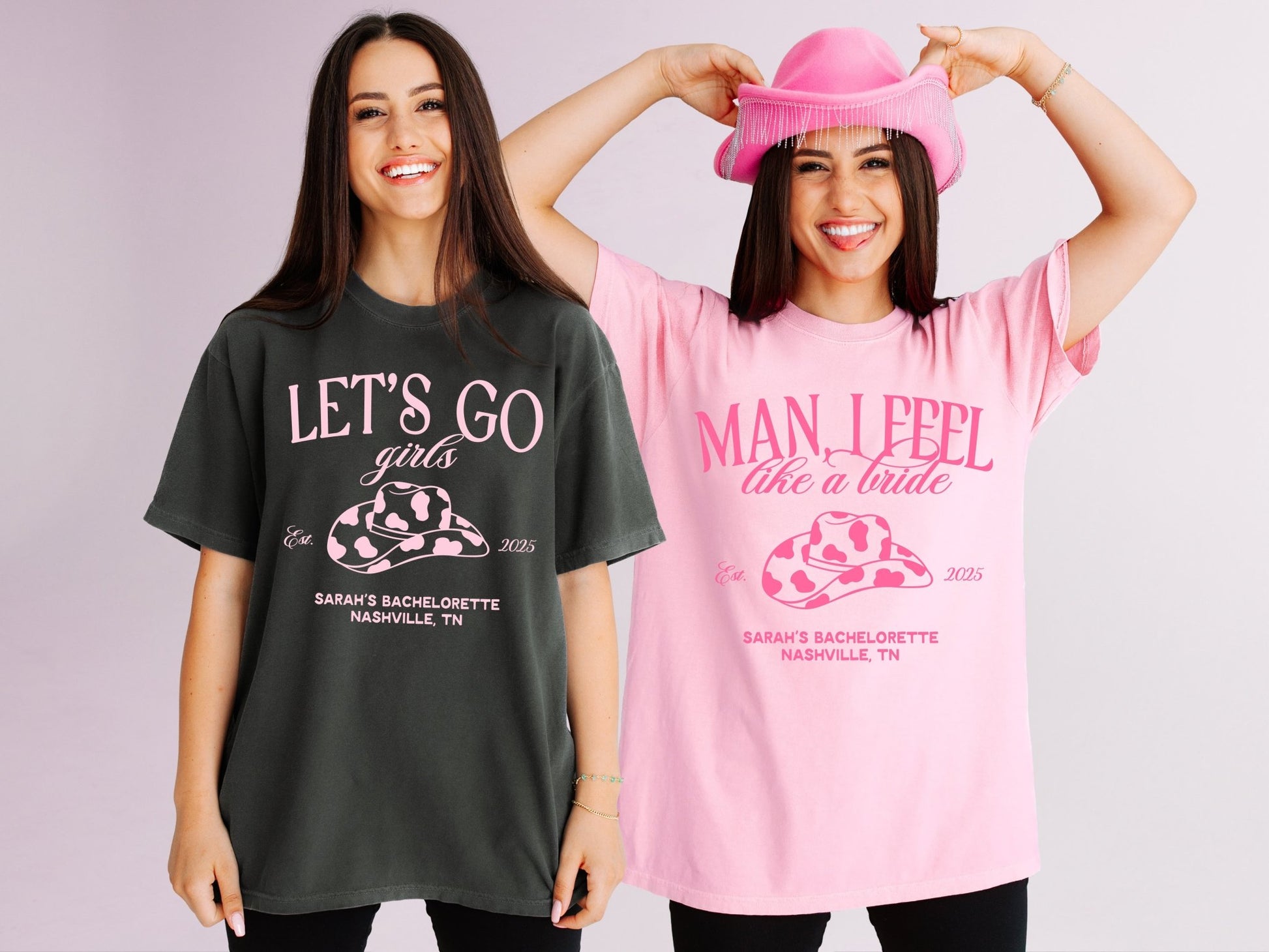 Let's Go Girls & Man I Feel Like A Bride Bachelorette Party T-Shirts - peachy bash com
