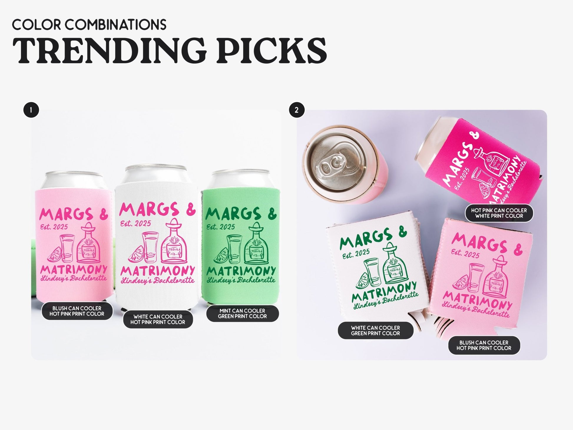 Margs and Matrimony Bachelorette Party Can Coolers - peachy bash com