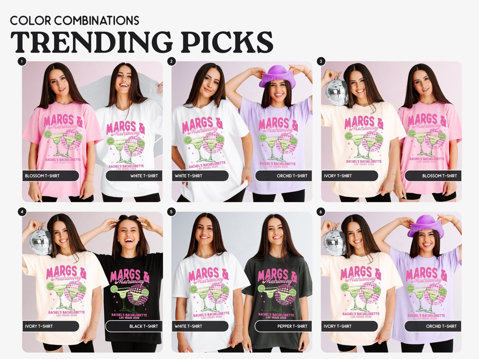 Margs and Matrimony Bachelorette Party T-Shirts - peachy bash com