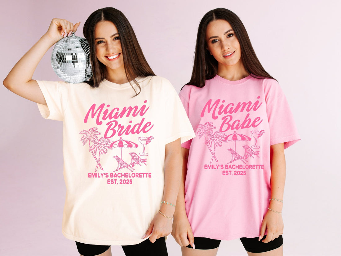 Miami Bride & Miami Babe Bachelorette Party T-Shirts - peachy bash com