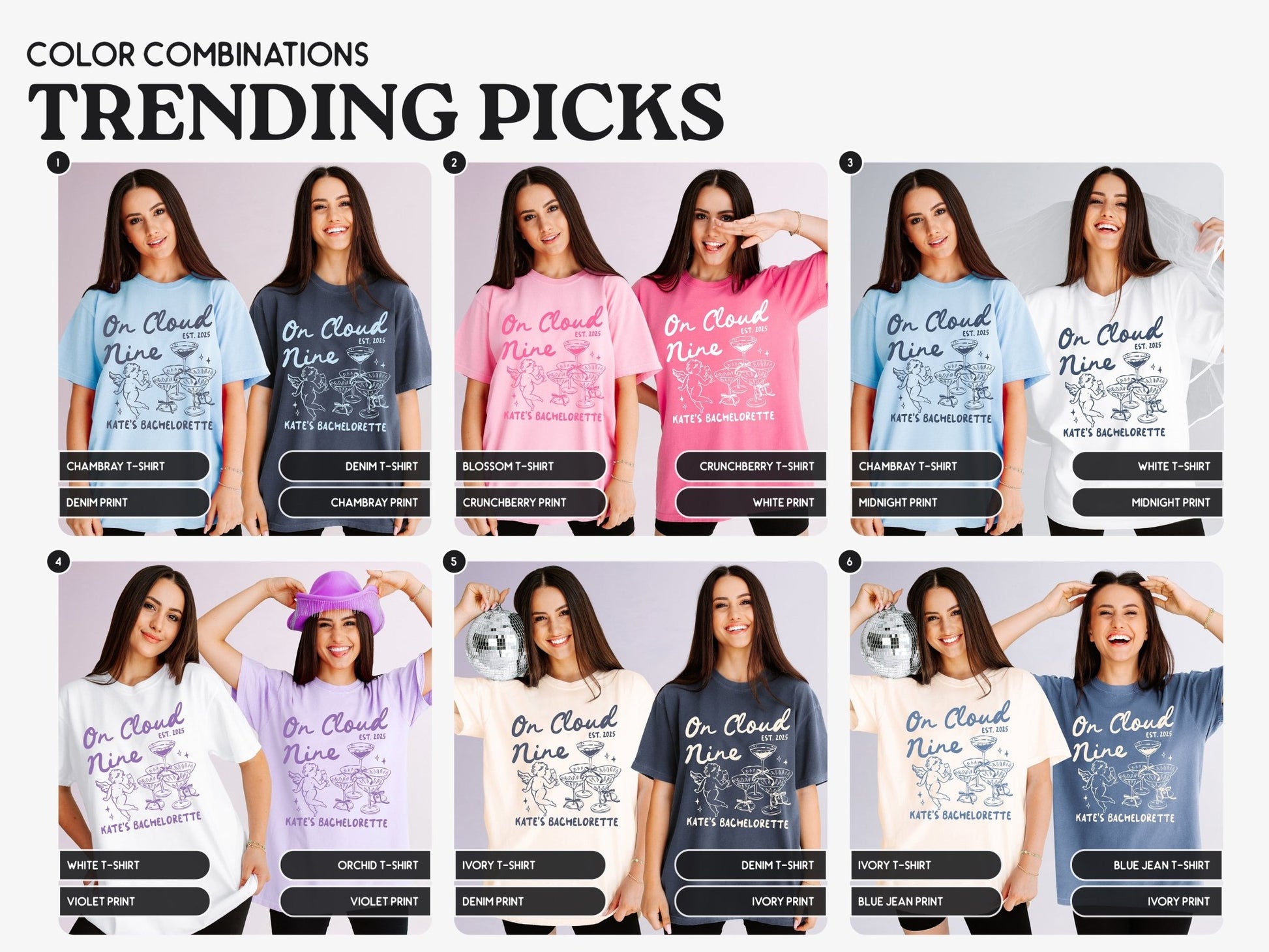 On Cloud Nine Bachelorette Party T-Shirts - peachy bash com
