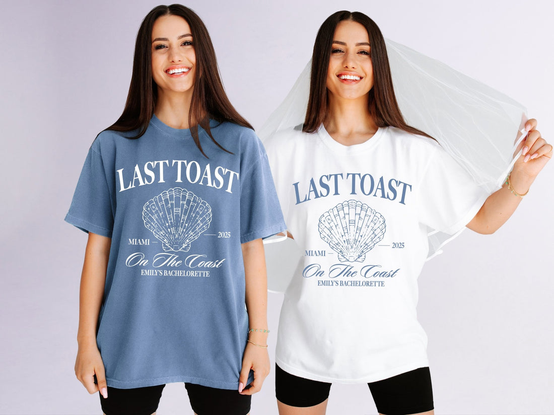 Sea Shell Last Toast On The Coast Bachelorette Party T-Shirts - peachy bash com