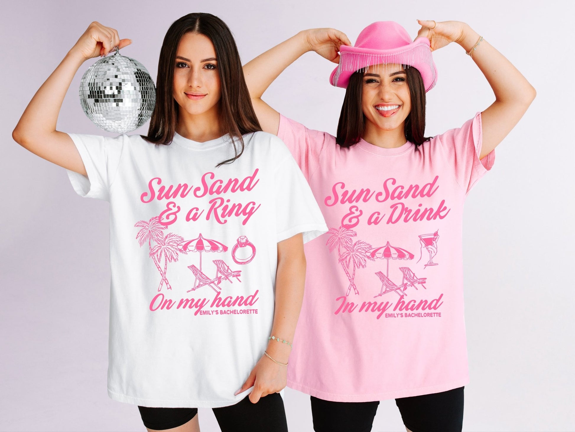 Sun Sand and a Drink in My Hand Bachelorette Party T-Shirts - peachy bash com