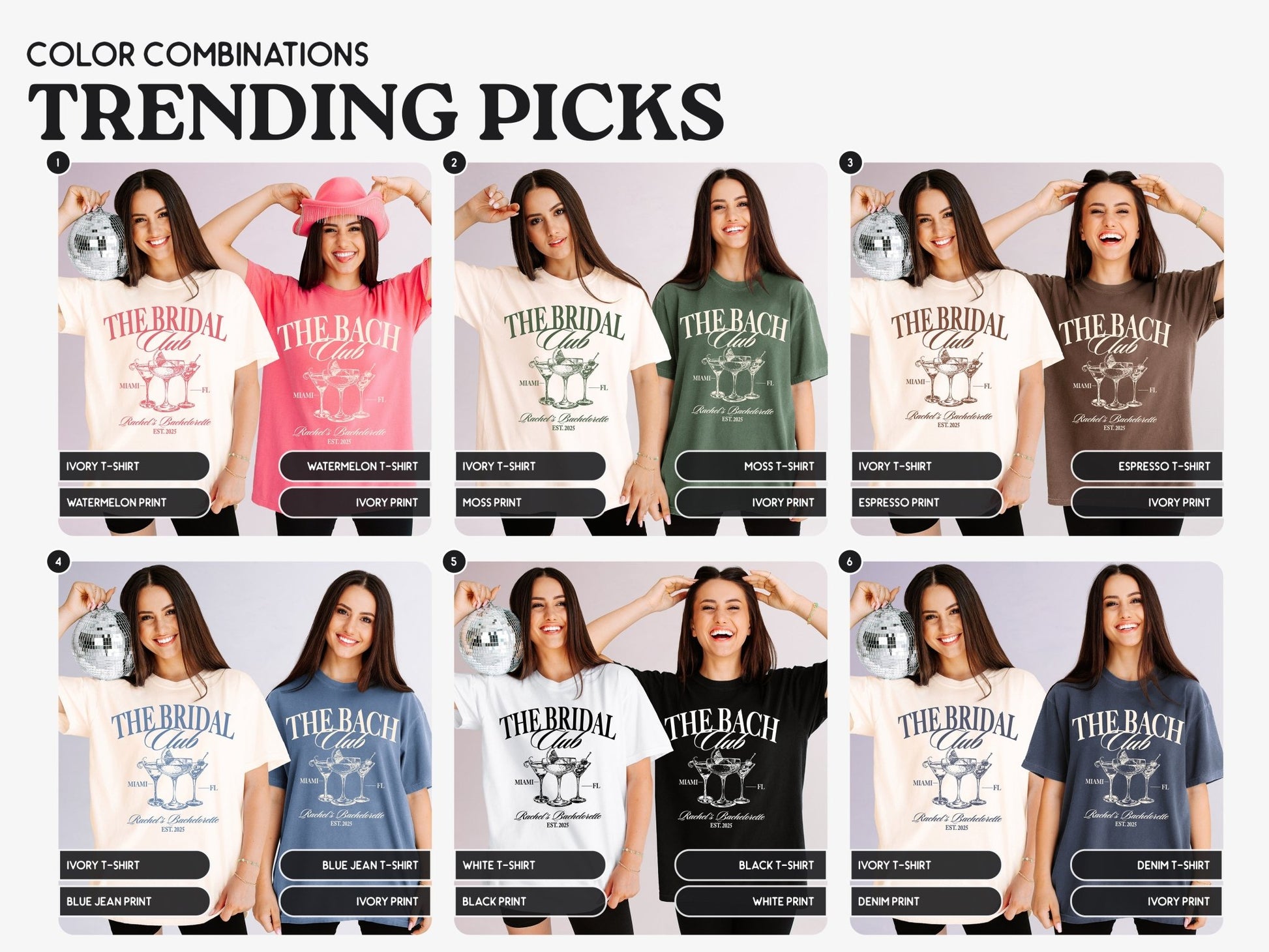 The Bridal Club & The Bach Club Bachelorette Party T-Shirts - peachy bash com