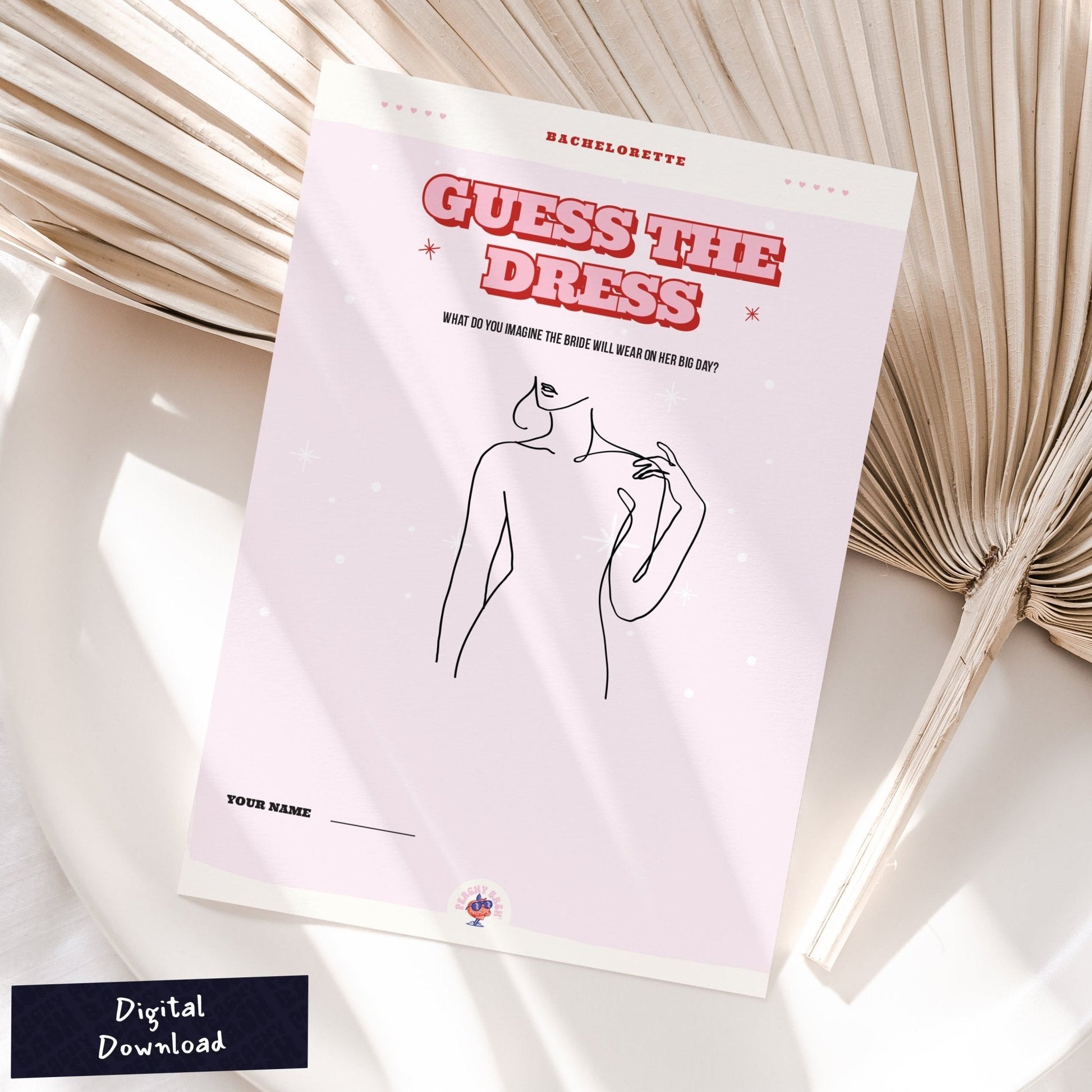 Guess The Dress - Printable Bachelorette Party Game - peachy bash com